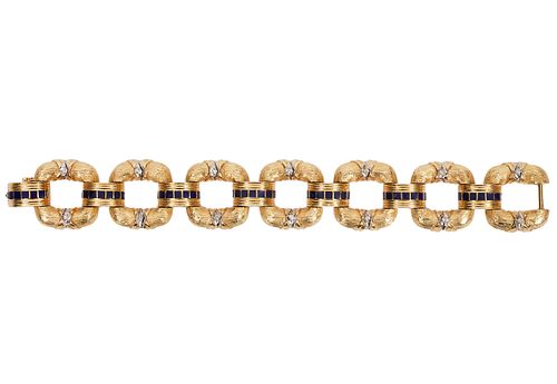 Diamond & 18K Yellow Gold Link Bracelet