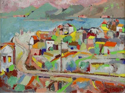 OBICAN, Jovan. Oil on Canvas. Coastal Village