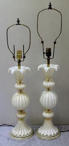 Pair of Vintage / Midcentury Murano Glass Lamps.