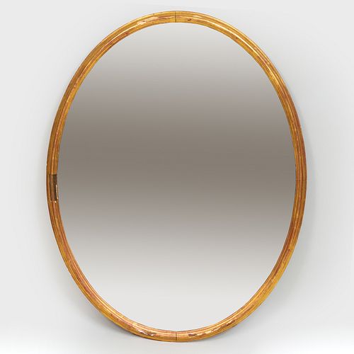 Modern Giltwood Oval Mirror
