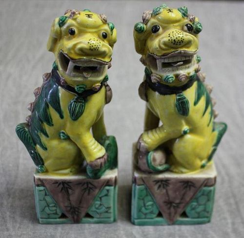 Pair of Vintage Chinese Foo Dogs.
