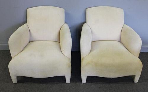 Pair of Modern Donghia Upholstered Arm Chairs.