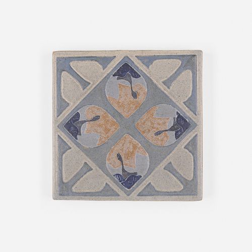 Marblehead Pottery, Trivet tile with Viking ships