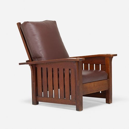 L. & J.G. Stickley, Drop-arm Morris chair, model 410