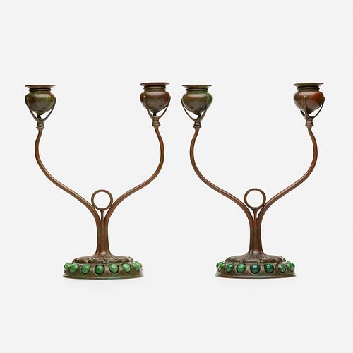 Tiffany Studios, Blown-out candlesticks, pair