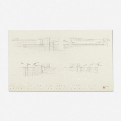 Frank Lloyd Wright, Presentation drawing for the Vincent Scully House, Woodbridge, CT