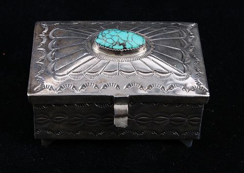 Navajo Stormy Mountain Turquoise Sterling Box