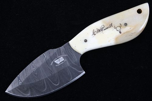M.T. Knives C.M. Russell Signature Damascus Knife