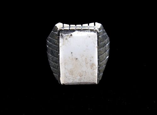 Navajo White Buffalo Sterling Silver Ring