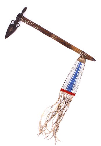 Kiowa Spontoon Pipe Tomahawk w/ Beaded Drop c.1870