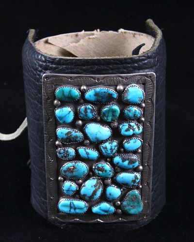 Navajo Kings Manassa Turquoise Leather Ketoh 1950s