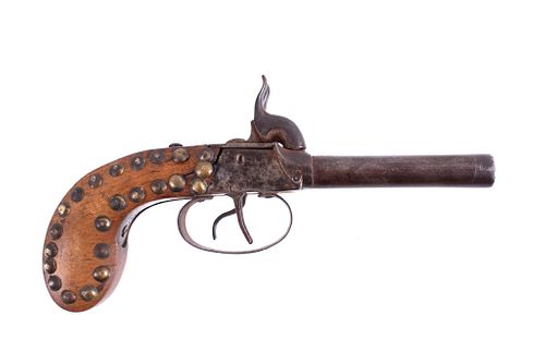 Indian Tacked ca. 1840's Double Barrel Pistol