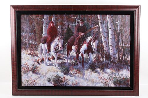 John Jones Travelers Oil On Canvas Framed Painting
