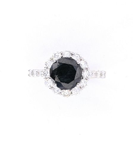Natural Black & White Tuxedo Diamond 4.36ct Ring