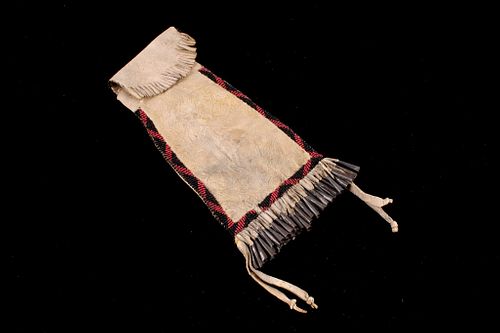 Northern Cheyenne Beaded Tobacco Pipe Bag c. 1900-
