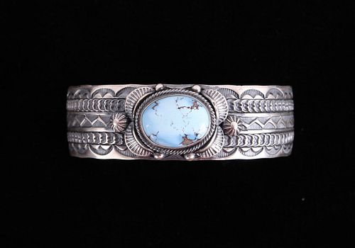 Navajo Golden Hills Turquoise Sterling Bracelet