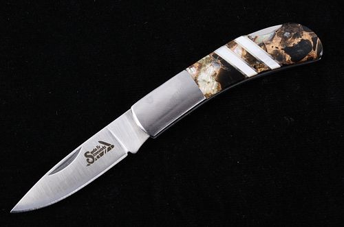 Rare Onyx, Abalone & MOP Bronze Custom Knife