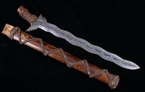 Filipino Moro Traditional Kris Sword With Sheath
