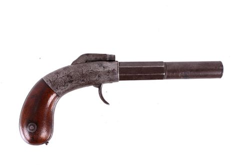 Engraved Bacon & Co. Bar Hammer .36 Caliber Pistol