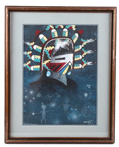 Clifford Brycelea Sunface Figure Framed Painting