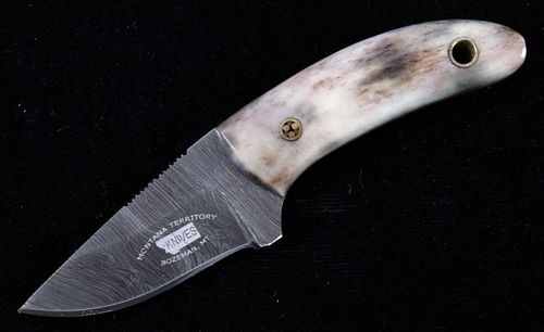 M.T. Knives of Bozeman Animal Bone Damascus Knife
