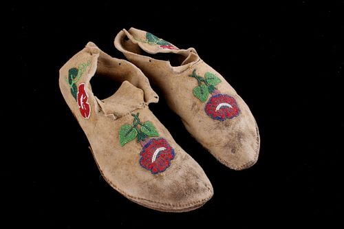 Crow Floral Beaded Moccasins c. 1890's
