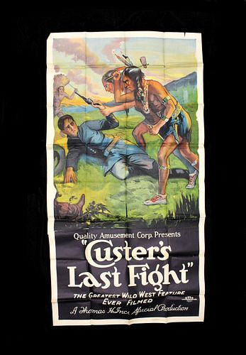 Large Custer's Last Fight Film Poster c.1922