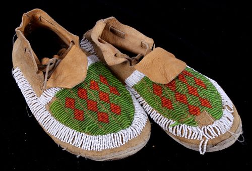 Montana Reservation Crow Beaded Moccasins