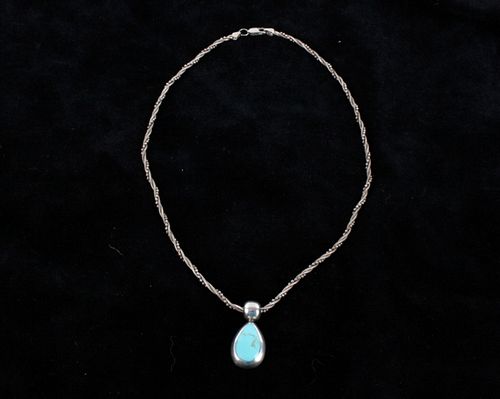 Navajo Cripple Creek Turquoise Sterling Necklace