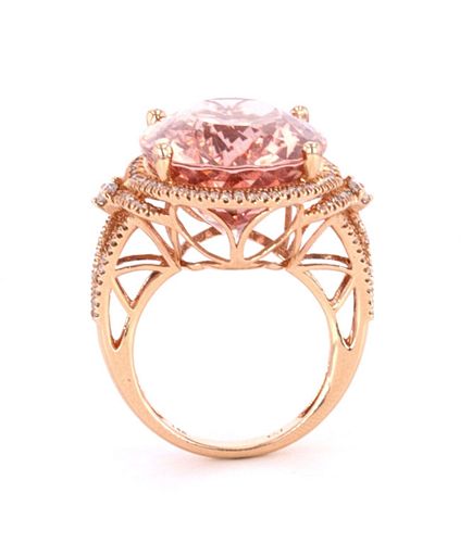 Morganite & Diamond 14k Rose Gold Ring
