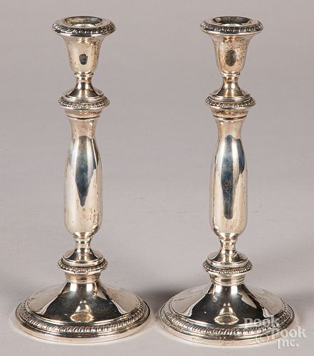 Pair of weighted sterling silver candlesticks