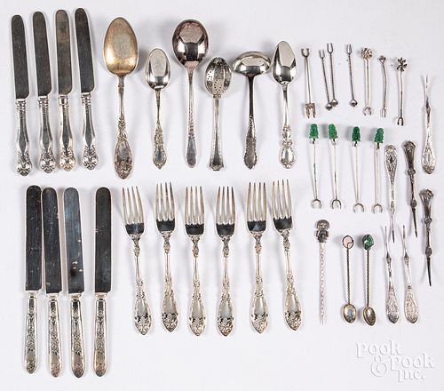 Silver, plate and silver mounted flatware.