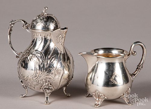 Two Continental silver creamers