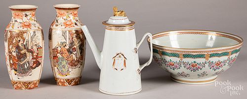Chinese export porcelain coffee pot, etc.