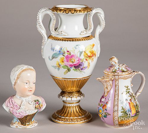 Three pieces of Meissen porcelain