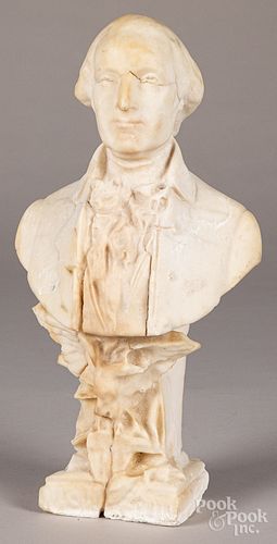 Carved stone bust of George Washington