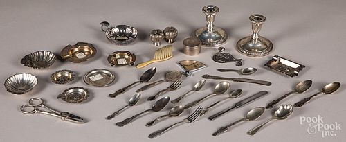 Sterling silver, plate and weighted tablewares.