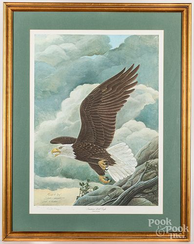 John Ruthven signed lithograph of a bald eagle