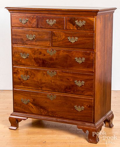 Bench made Chippendale walnut semi tall chest