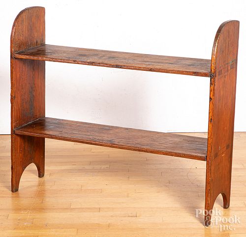 Mortised pine bucket bench, 19th c., 36 1/4" h.,