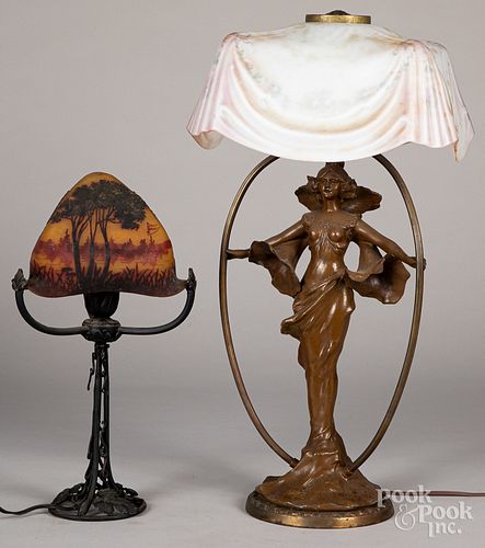 Pittsburgh art Nouveau table lamp, etc.