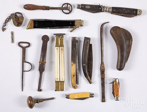 Early pocket knives, iron tools, etc.
