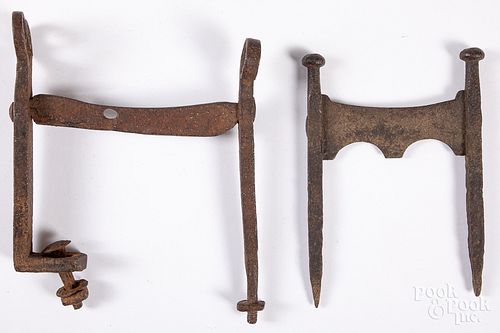 Two early wrought iron boot scrapers