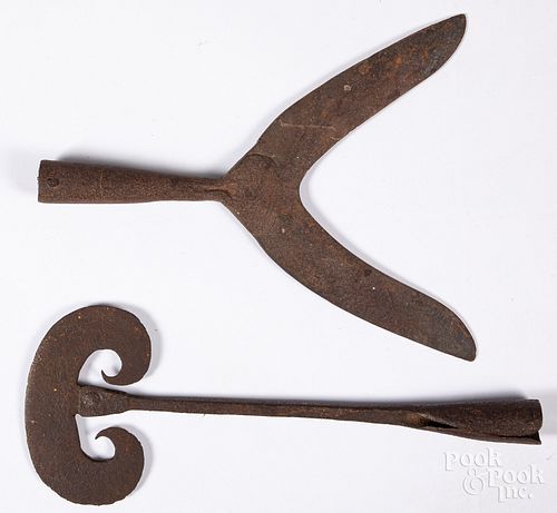 Two wrought iron flensing whaling tools
