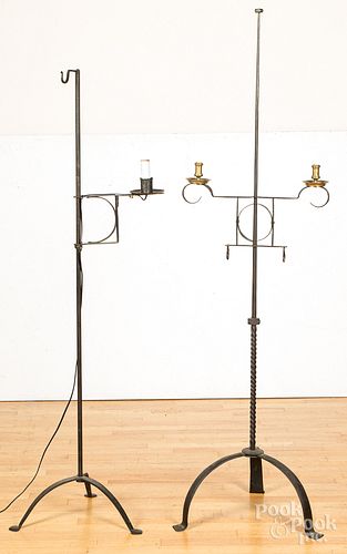 Two iron candlestands
