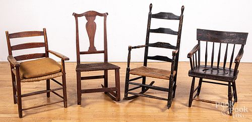 Two primitive New England rocking chairs