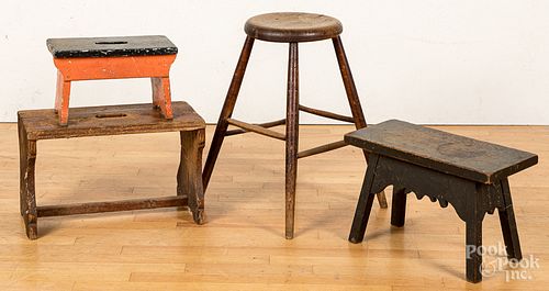 Four painted stools