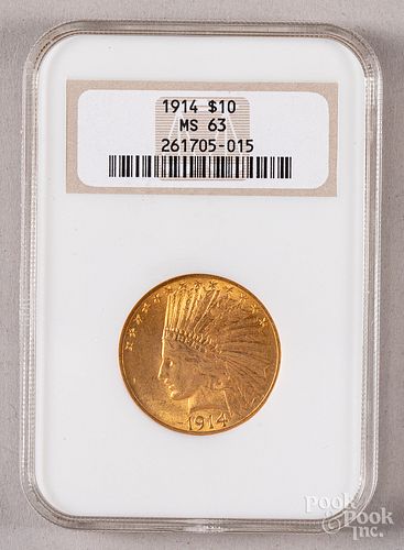 1914 Indian Head ten dollar gold coin