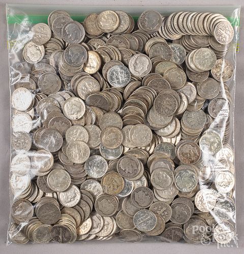 Roosevelt silver dimes, 64.4 ozt.