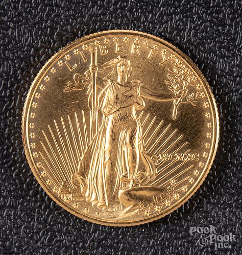 1/2 ozt. fine gold Liberty Eagle coin.